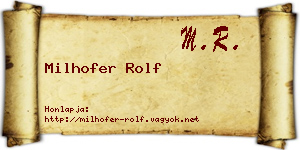 Milhofer Rolf névjegykártya